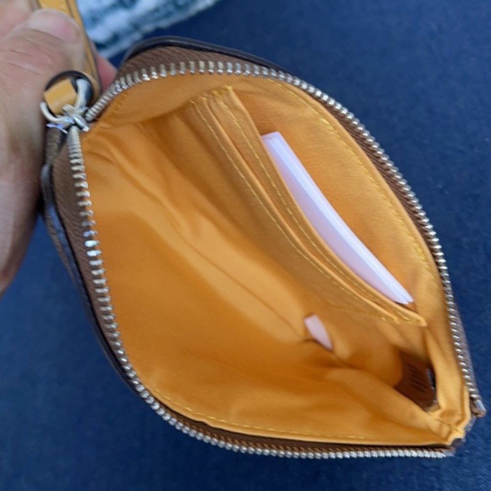 COACH Signature PVC Leather Corner Zip Wristlet - Picture 7 of 16